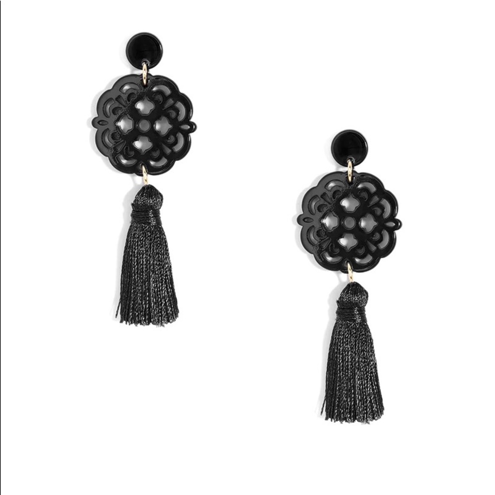 Allure Tassel Drop Earrings in Black